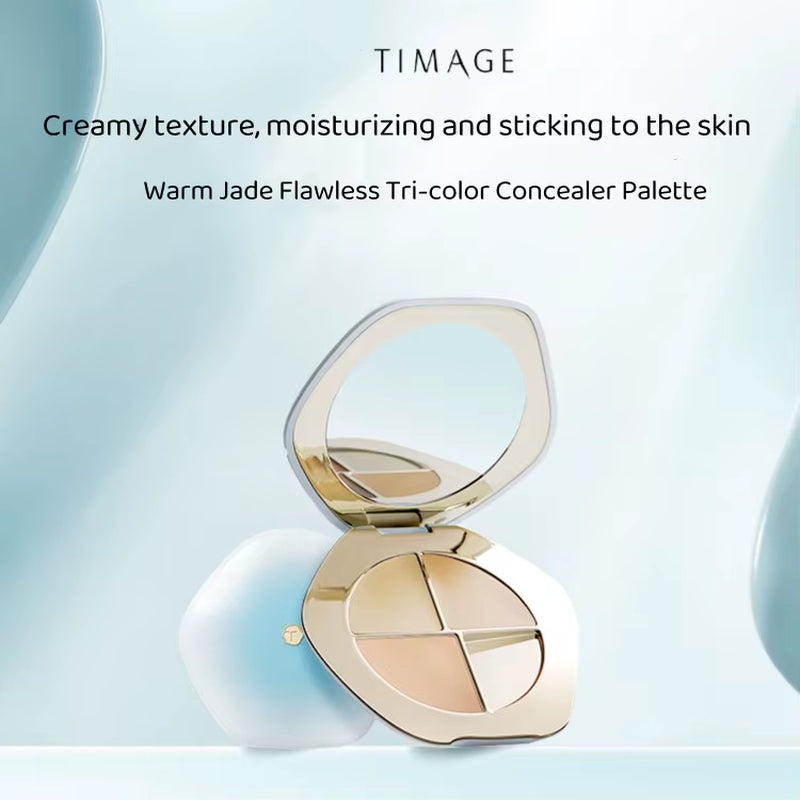 TIMAGE Tri-Color Concealer Palette Facial Concealer Covers Spots Acne Dark Circles Creamy Texture Moisturizing Skin-Friendly