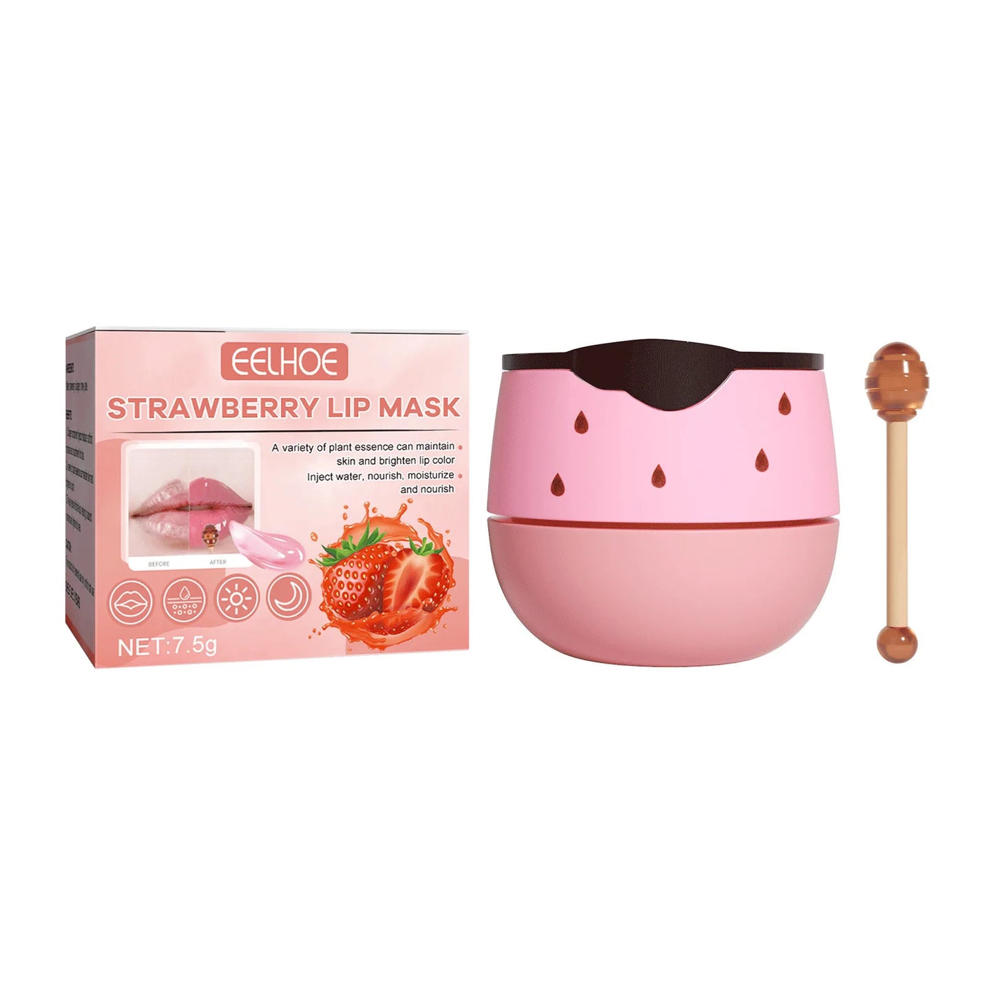 Moisturizing Lip Mask with Lip Brush Day and Night Repair Lip Balm Hydrating Prevention Dry Crack Lip Scrubs Exfoliator