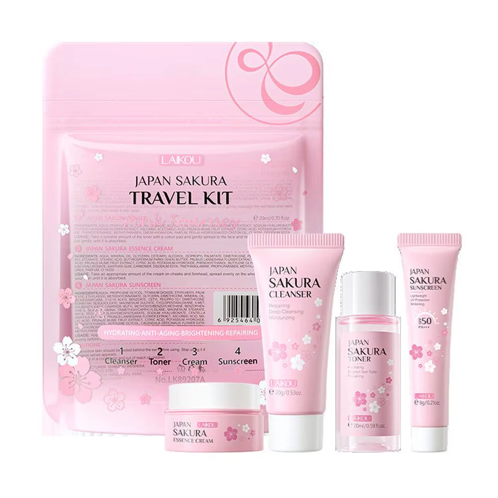 Sakura Skin Care Sets & Kits with Cleanser,Serum,Eye Cream,Essence Cream Beauty Products for Women Gift Sets Routine Travel Kit