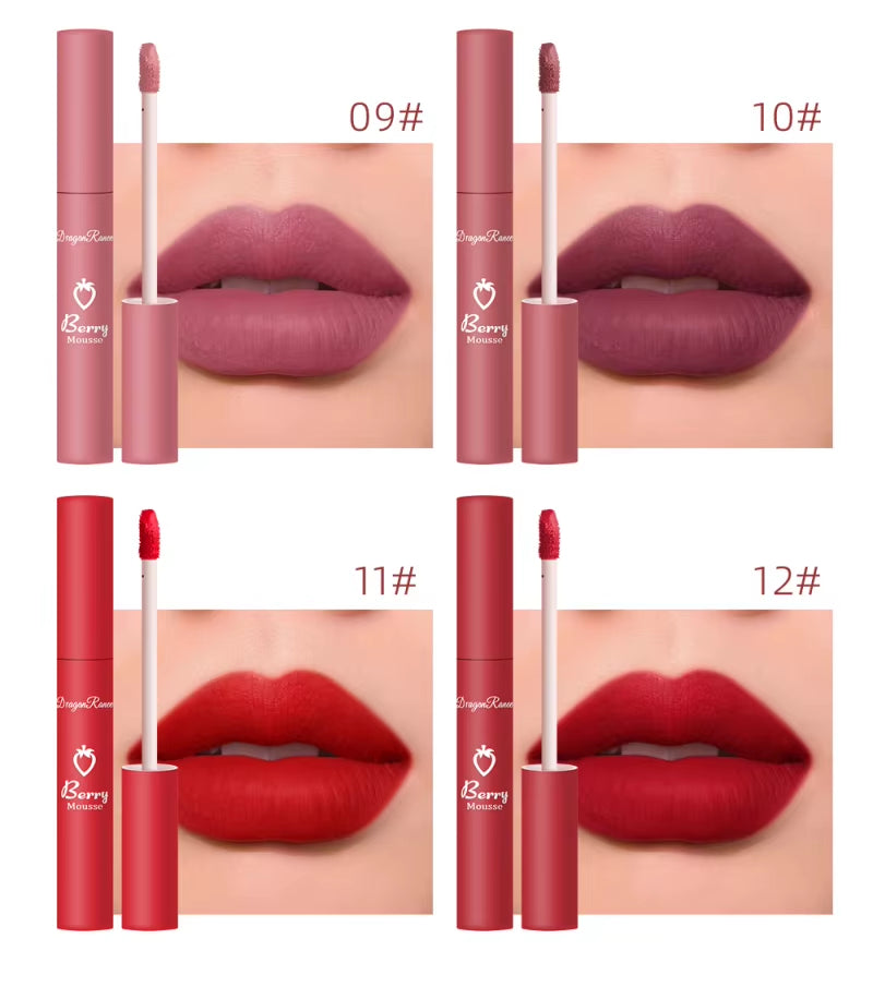 12 Colors Velvet Matte Lip Gloss Waterproof Moisturizing Easy to Wear Long Lasting Hydrating Liquid Lipstick Beauty Cosmetics