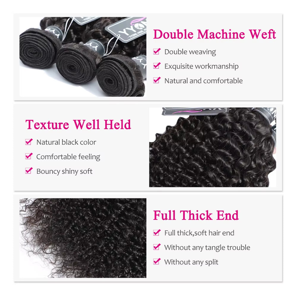 Brazilian Kinky Curly 100% Human Hair Weave Bundles Remy Hair Weaving 3 Pcs/Lot Natural Color 8-26 Hair Extension Deals