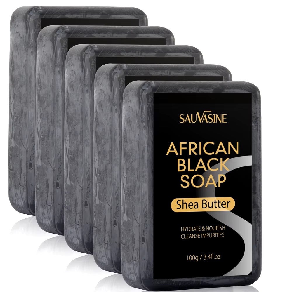 100G AFRICAN BLACK SOAP Shea Butter Bar Moisturizing Acne Treatment Cleanser for Clear Skin Care Deep Cleaning Glowing