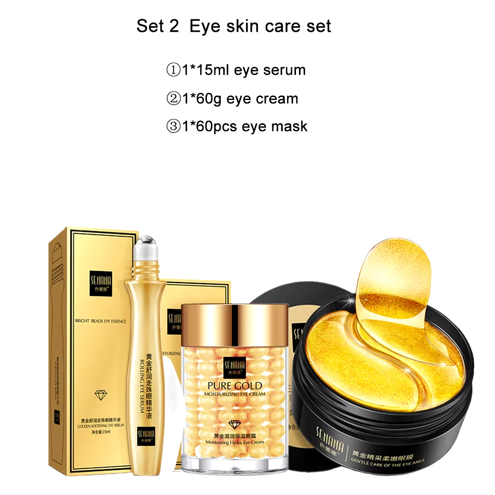 Facial Skin Care Set 24K Gold Skincare Mask Face Toner Cosmetic Women Skin Care Product Moisturizer anti Wrinkle Skincare Kit