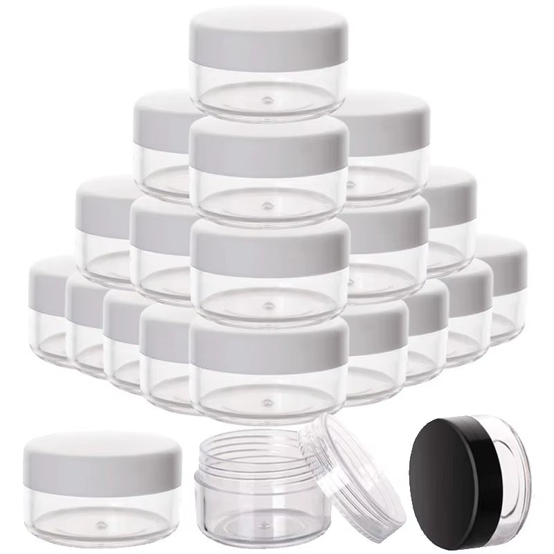 100Pcs Lip Balm Containers 2G/3G/5G/10G/15G/20G/30G Empty Plastic Cosmetic Makeup Pot Transparent Sample Bottles Eyeshadow Cream