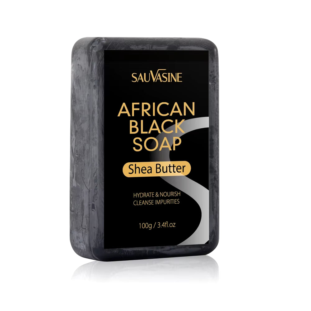 100G AFRICAN BLACK SOAP Shea Butter Bar Moisturizing Acne Treatment Cleanser for Clear Skin Care Deep Cleaning Glowing