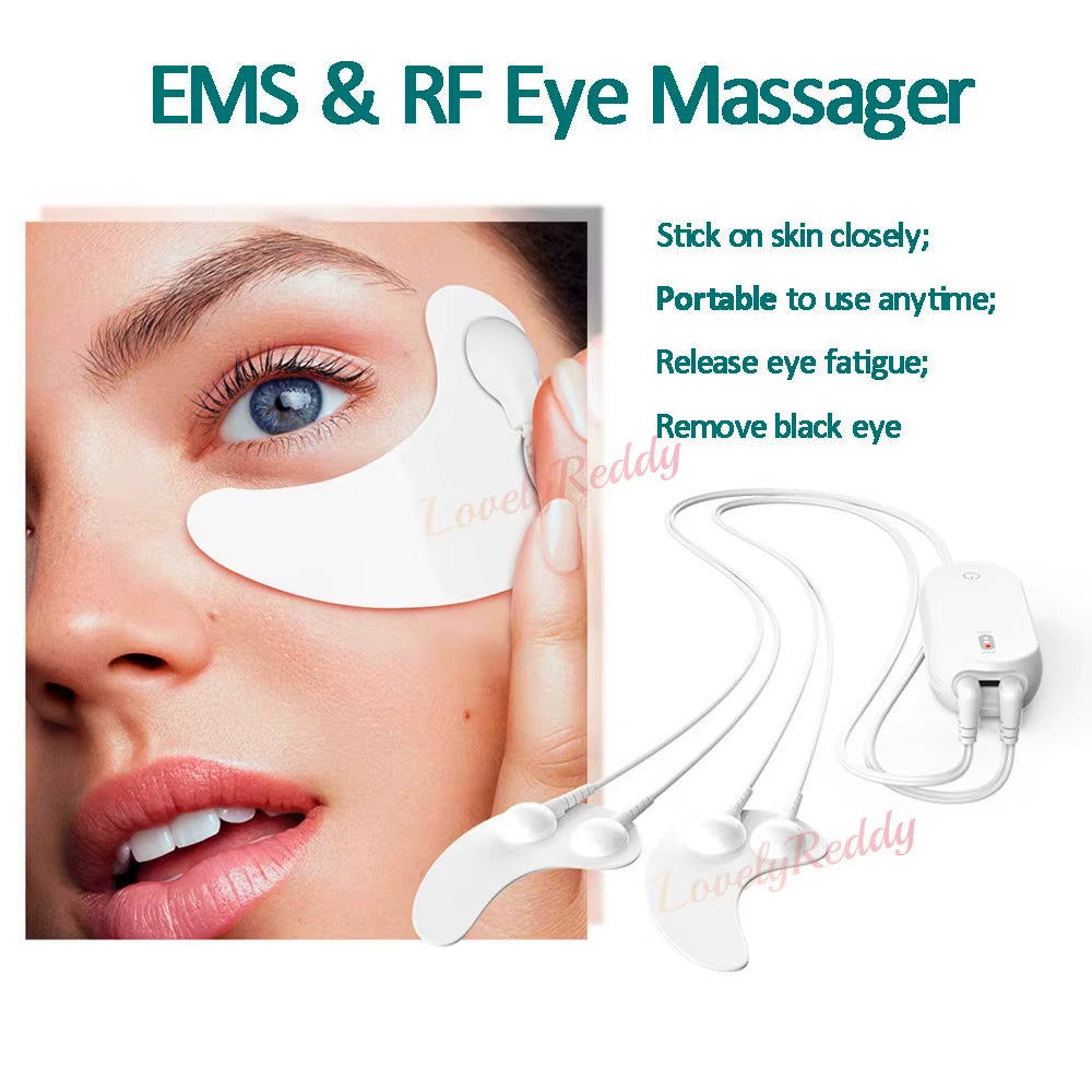 EMS Eye Massager Electric RF Eye Heating Pads Dark Circles Bag Removal anti Wrinkle Puffiness Relief Eye Face Relax Tools