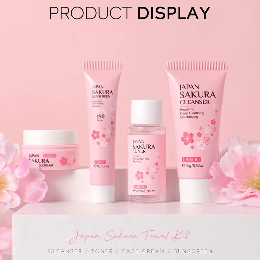 Sakura Skin Care Sets & Kits with Cleanser,Serum,Eye Cream,Essence Cream Beauty Products for Women Gift Sets Routine Travel Kit