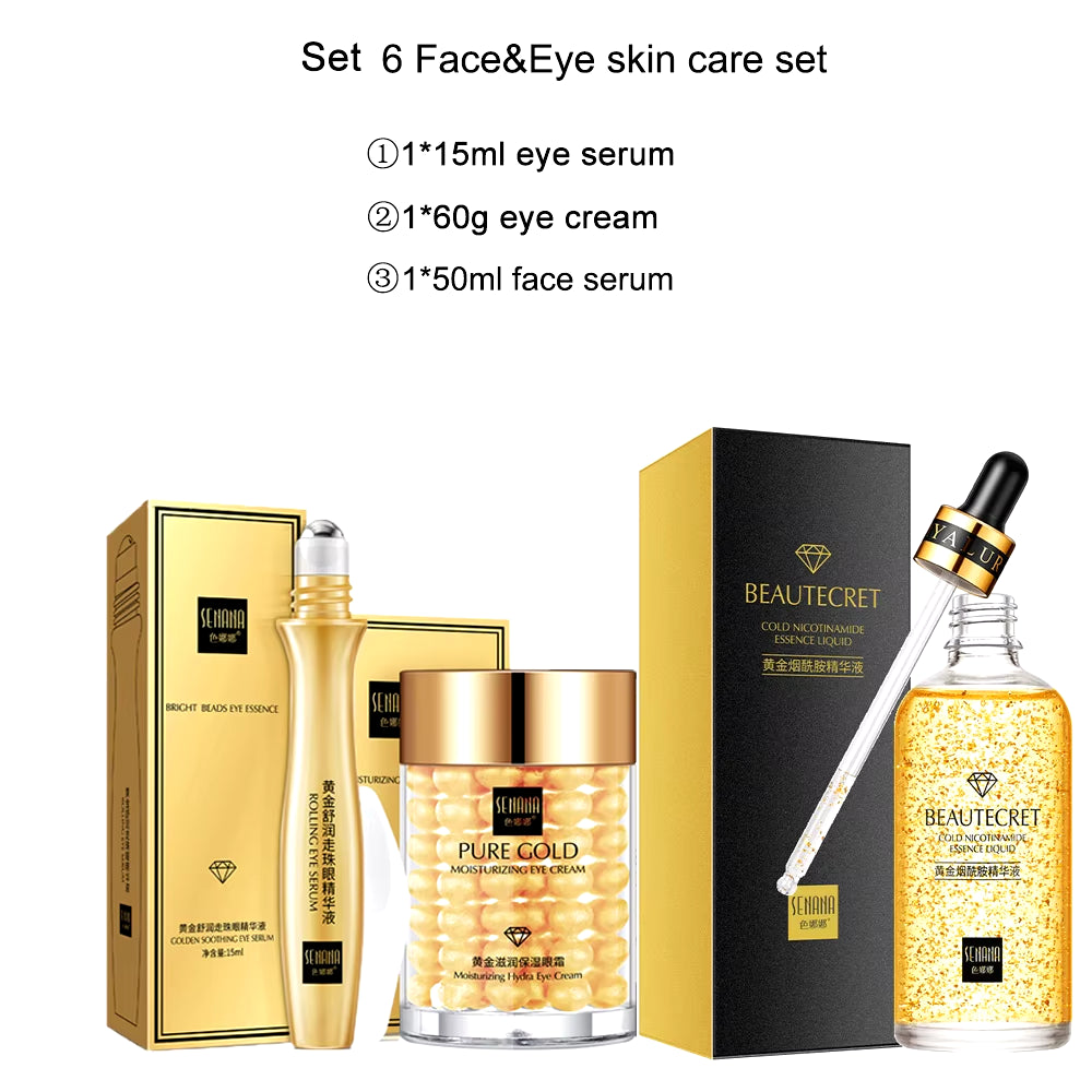 Facial Skin Care Set 24K Gold Skincare Mask Face Toner Cosmetic Women Skin Care Product Moisturizer anti Wrinkle Skincare Kit