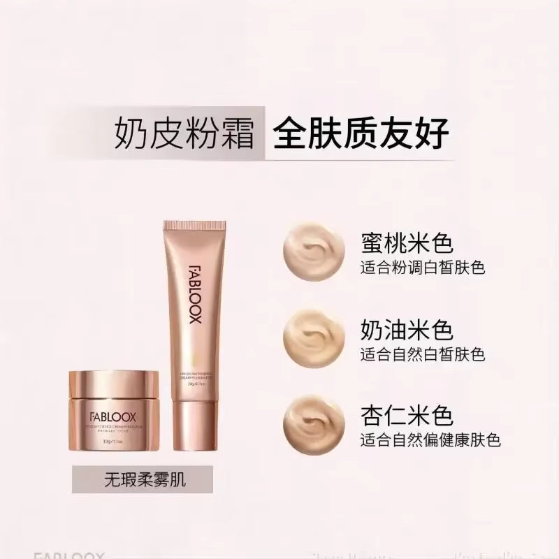 Fabloox Face Make up Foundation Cream Full Coverage Matte Concealer Korea Creamy Skin Oil Control Brighten Long-Lasting Cosmetic