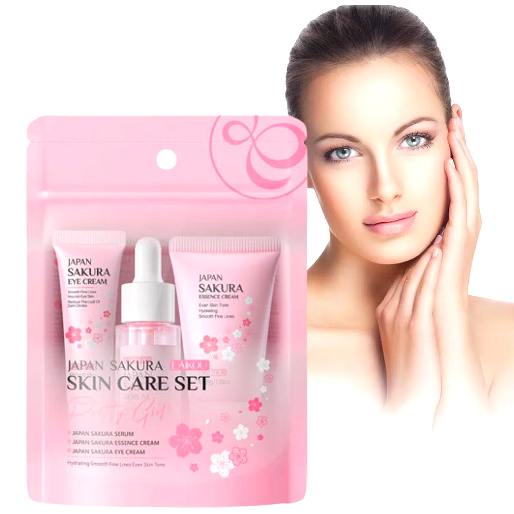 Sakura Skin Care Sets & Kits with Cleanser,Serum,Eye Cream,Essence Cream Beauty Products for Women Gift Sets Routine Travel Kit