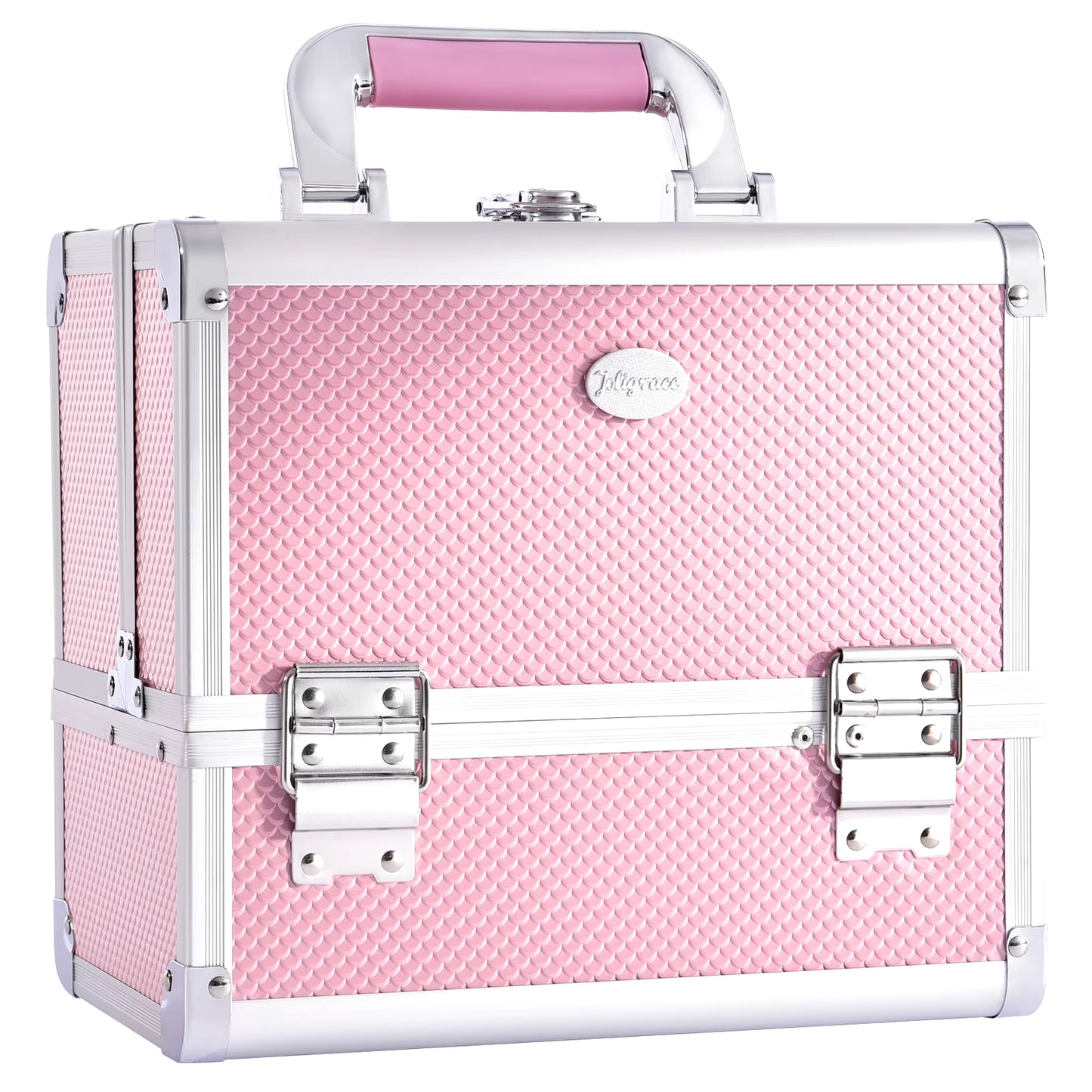 Professional Makeup Suitcase Portable Large Capacity Make up Case Box with Cosmetic Brushes Holder Mirror Lockable