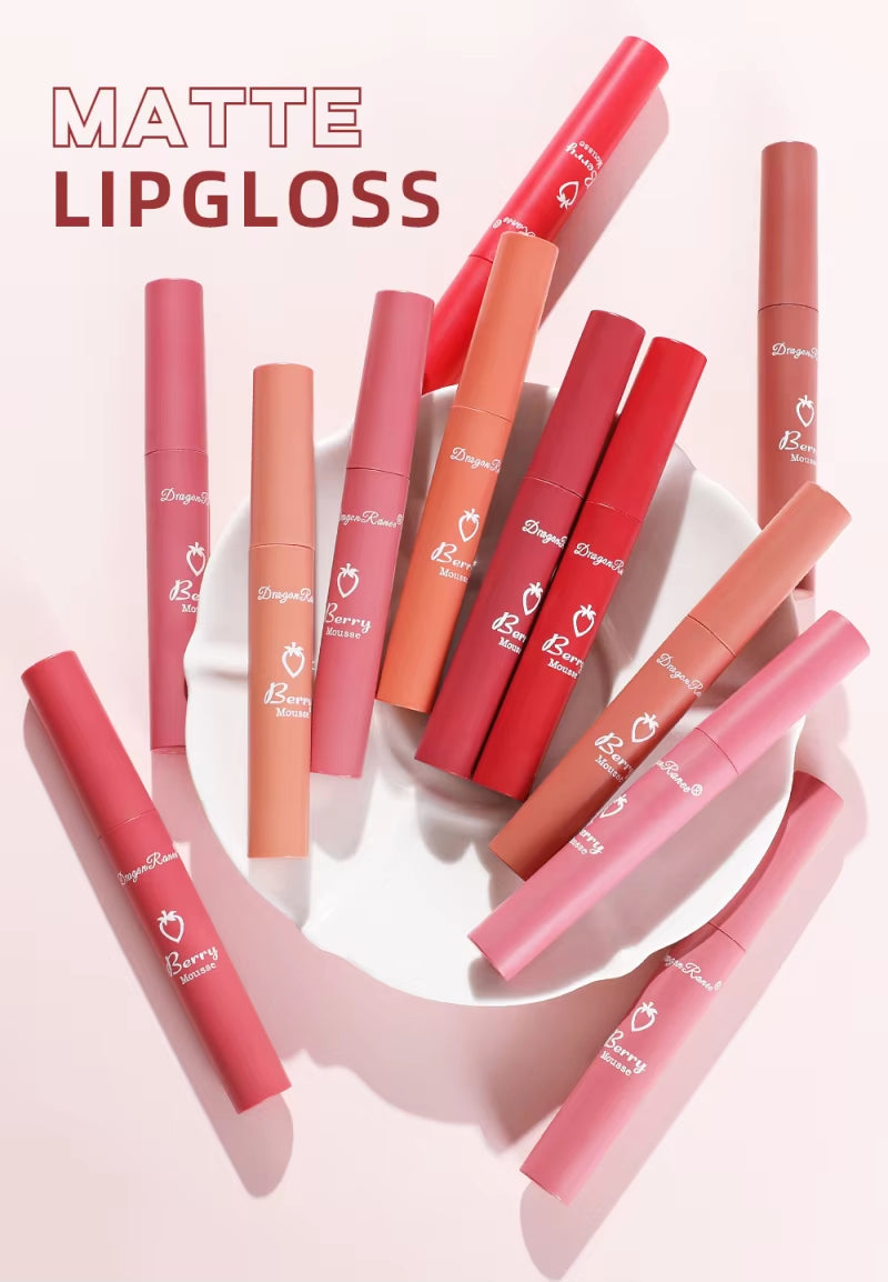 12 Colors Velvet Matte Lip Gloss Waterproof Moisturizing Easy to Wear Long Lasting Hydrating Liquid Lipstick Beauty Cosmetics