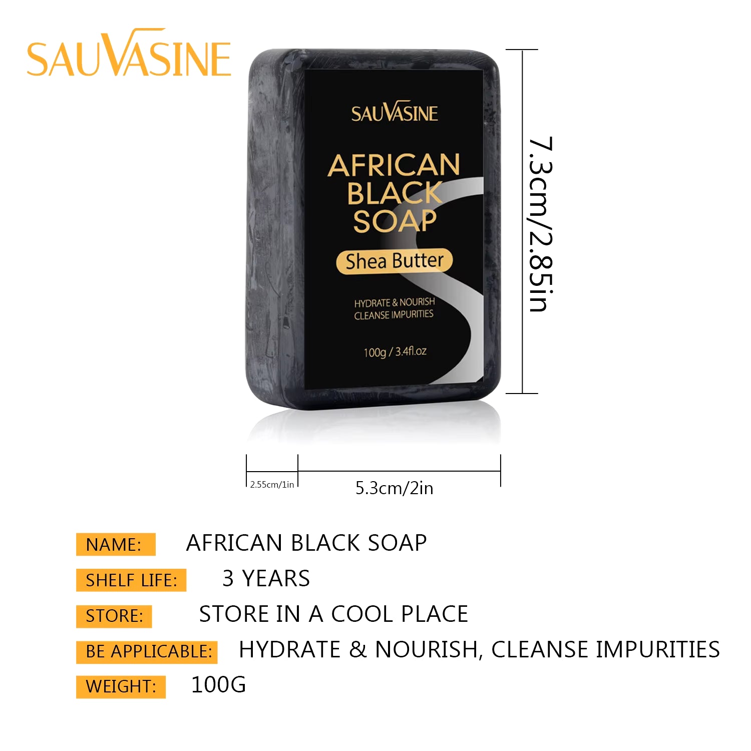 100G AFRICAN BLACK SOAP Shea Butter Bar Moisturizing Acne Treatment Cleanser for Clear Skin Care Deep Cleaning Glowing