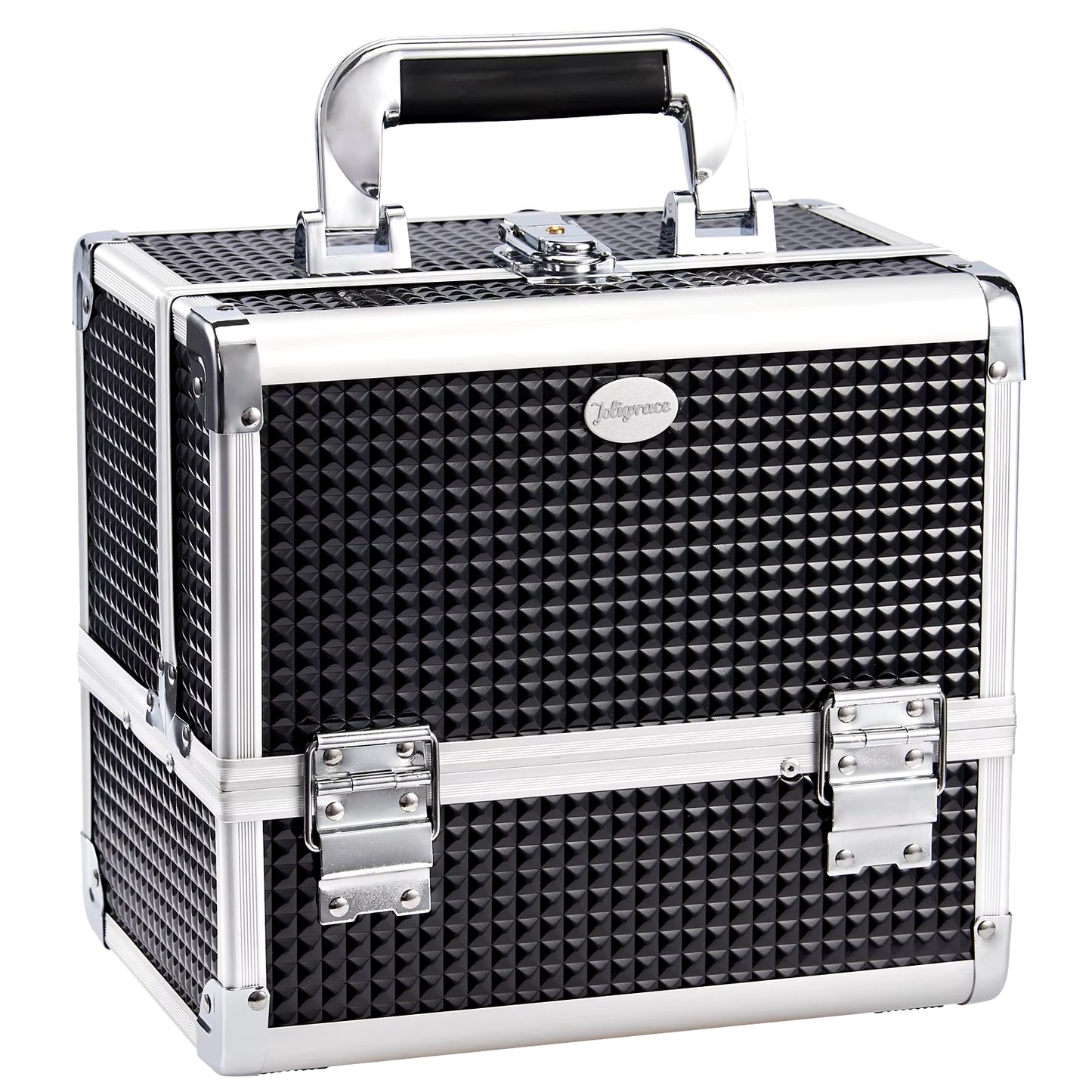 Professional Makeup Suitcase Portable Large Capacity Make up Case Box with Cosmetic Brushes Holder Mirror Lockable