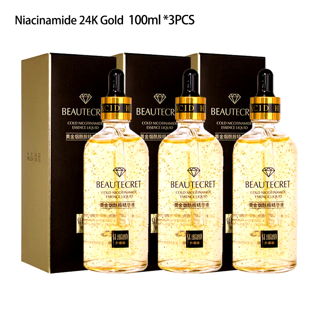 Skincare Product 24K Gold Niacinamide Face Serum anti Aging Hyaluronic Acid for Face Shrinks Pores Korean Skin Care Products