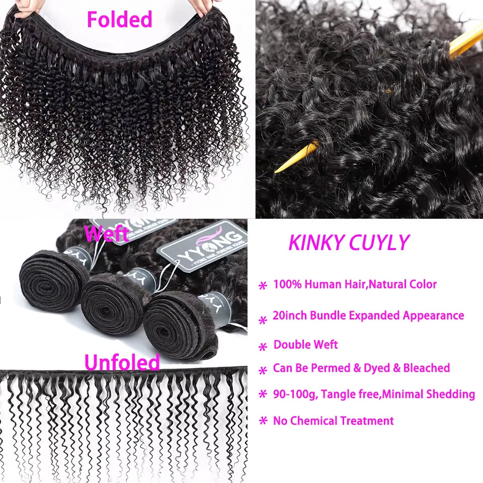 Brazilian Kinky Curly 100% Human Hair Weave Bundles Remy Hair Weaving 3 Pcs/Lot Natural Color 8-26 Hair Extension Deals