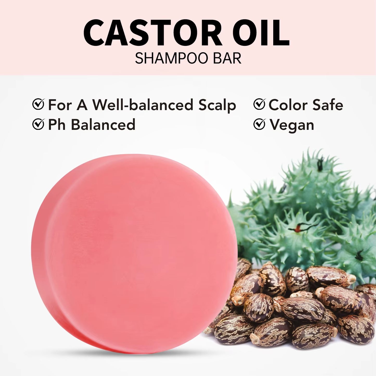 100G Castor Oil Shampoo Hand Make Soap Bar for Hair Growth Hydrating Moisturizing Anit Hair Loss Repair Damage Dry Hair Skin