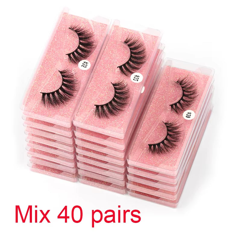 Eyelashes Wholesale 3D Mink Lashes Natural False Eyelashes Long Set Faux Cils Makeup Wholesale Lashes Bulk Lash Vendors