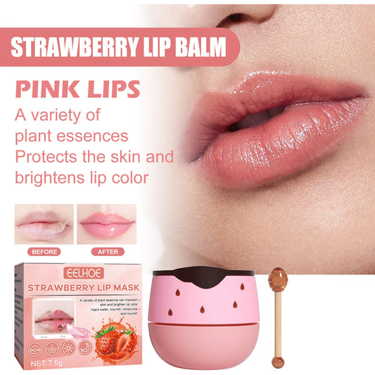 Moisturizing Lip Mask with Lip Brush Day and Night Repair Lip Balm Hydrating Prevention Dry Crack Lip Scrubs Exfoliator